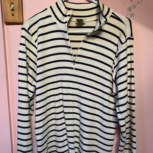 Llbean quarter zip striped sweater